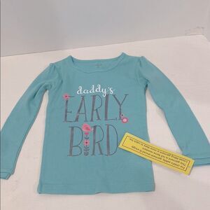 Carters Simple Joys Daddy's Early Bird Kids Pajama Top Shirt - Blue Size 3T